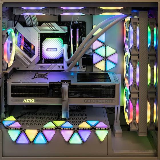 Interior of a custom-built RGB gaming PC